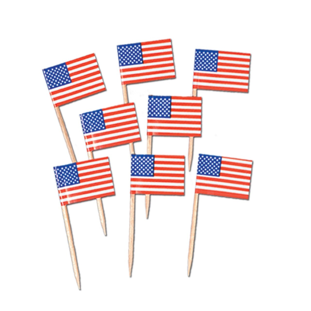 Party Central Club Pack of 12 Red and Blue Patriotic US Flag Food or Drink Decoration Party Picks 2.5"